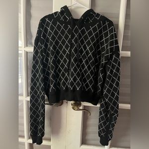 Akira Rhinestone embellished crop hoodie